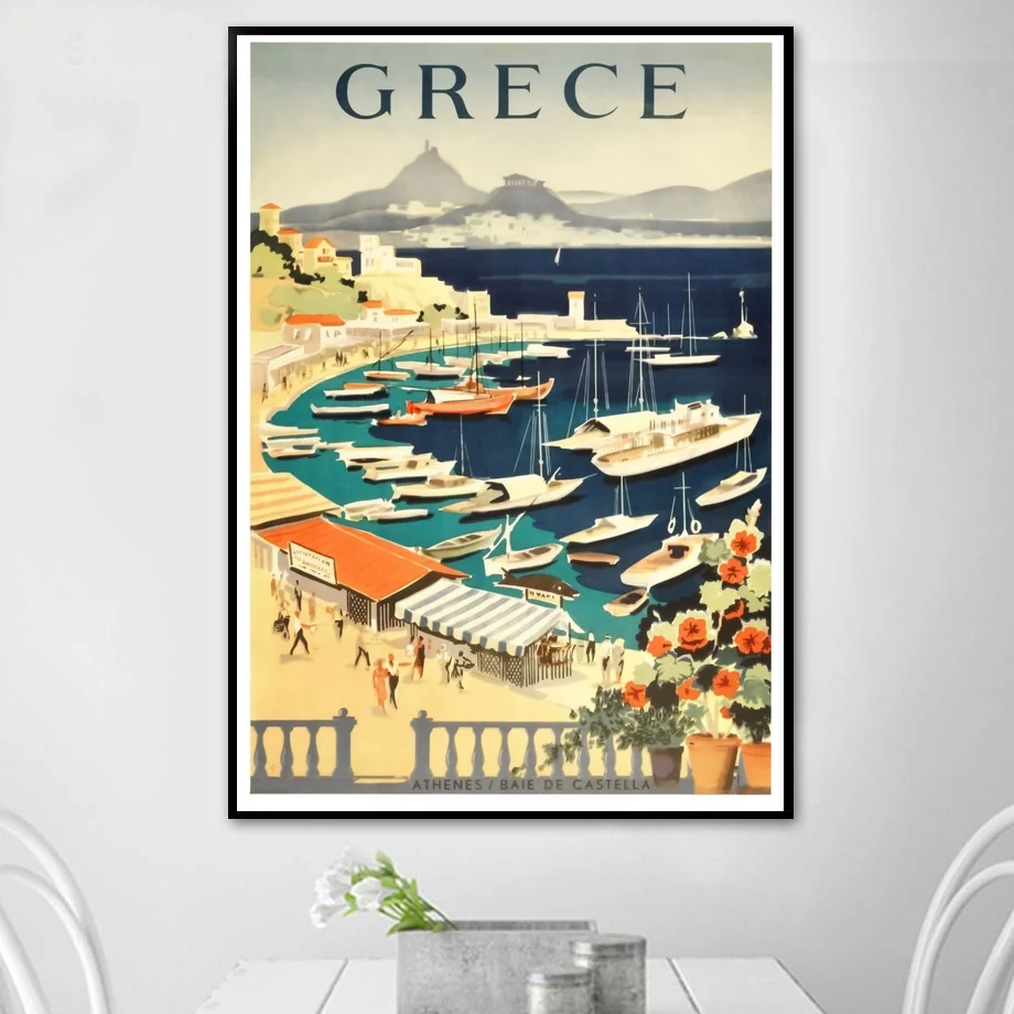 GRECE в римском стиле Испания винтажном Для путешествий плакат искусство пейзажа
