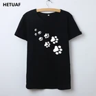 HETUAF Kawaii Cat лапы Графический Футболка Femme след кепки, кепки в стиле футболка для женщин топы; Модная женская уличная смешные футболки для женщин
