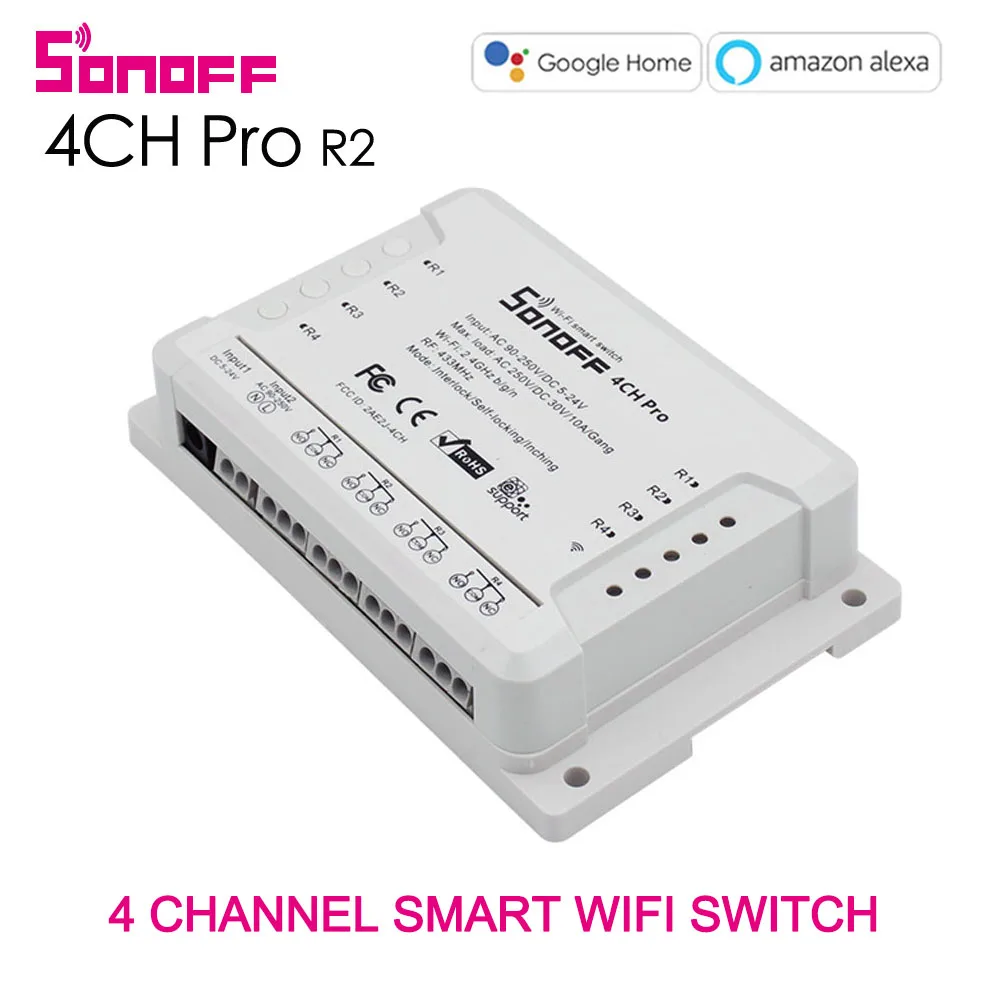 Sonoff 4CH Pro &amp R2 Wifi Smart Switch Gang 4 канала 433 МГц RF Remote освещение переключатель