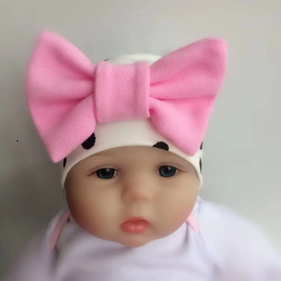 newborn 0-3 months baby girl sweetheart butterfly bow tie cotton hat caps for beanie turban props head wraps | Детская одежда и