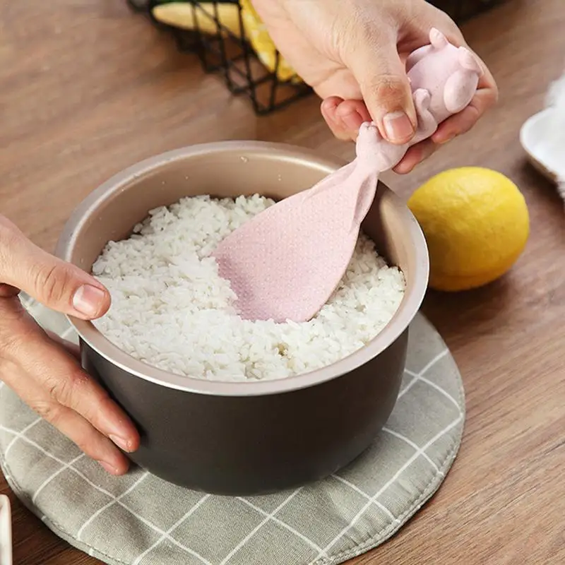 Новая Пшеничная солома милый мультфильм кролик рисовая ложка не липкая вертикальная подставка рисовый суп соус ковш кухонный инструмент