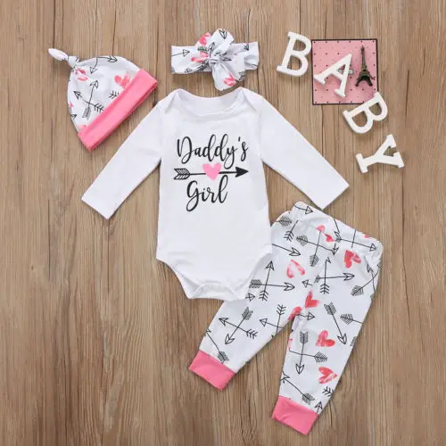 Комплекты одежды для новорожденных девочек на День святого Валентина 4 предмета