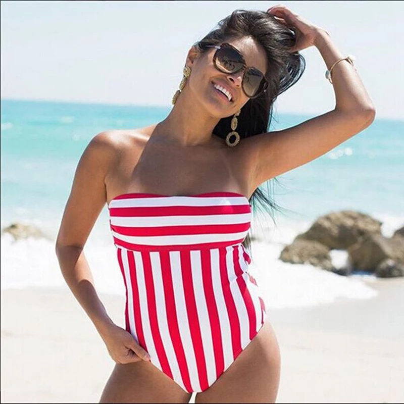 Сексуальный женский и купальный костюм одинаковый купальник топ труба Полосатый