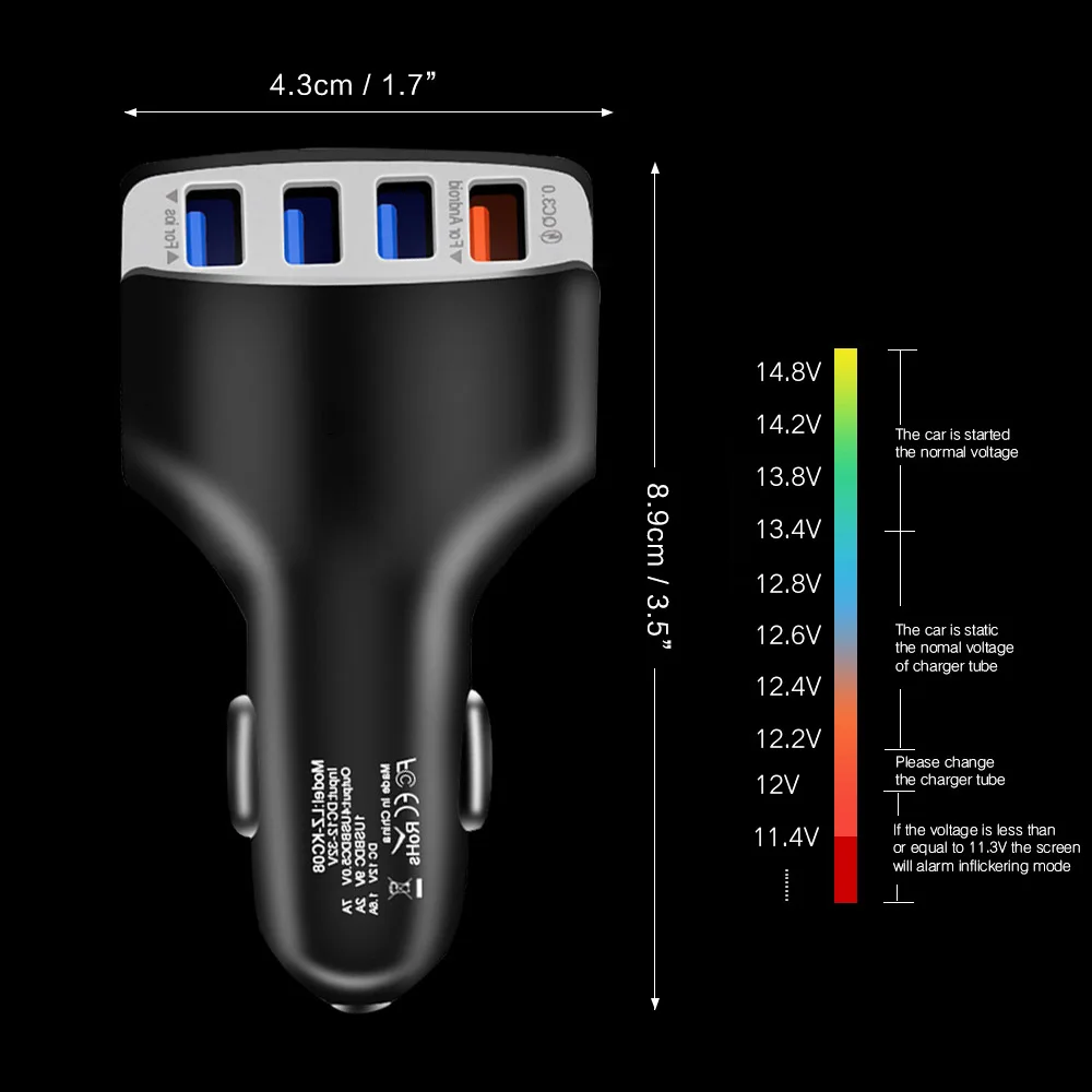 Автомобильное зарядное устройство KISSCASE QC 3 0 с быстрой зарядкой USB для iPhone X 8 7 Type C