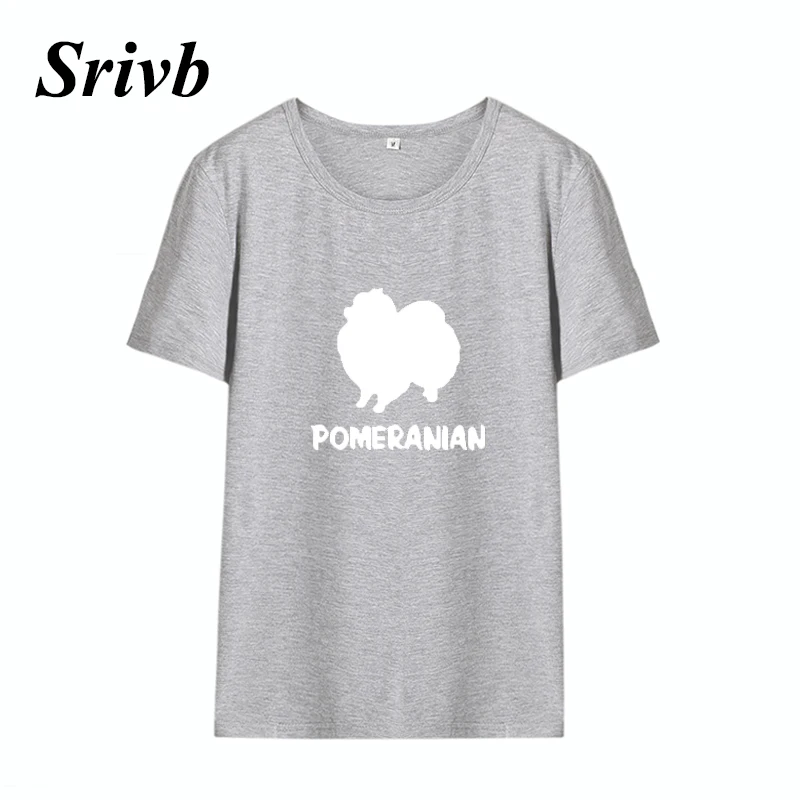 Srivb Pomeranian женские Топы Kawaii с коротким рукавом Harajuku забавная черная белая