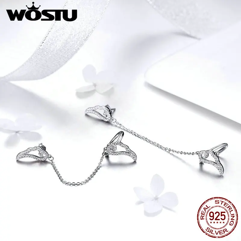 WOSTU оригинал 100% настоящее 925 пробы серебряные серьги гвоздики ювелирное изделие