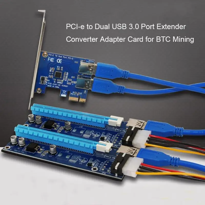 PCI Express e до Dual USB 3 0 Порты и разъёмы Extender конвертерная плата адаптера Плата