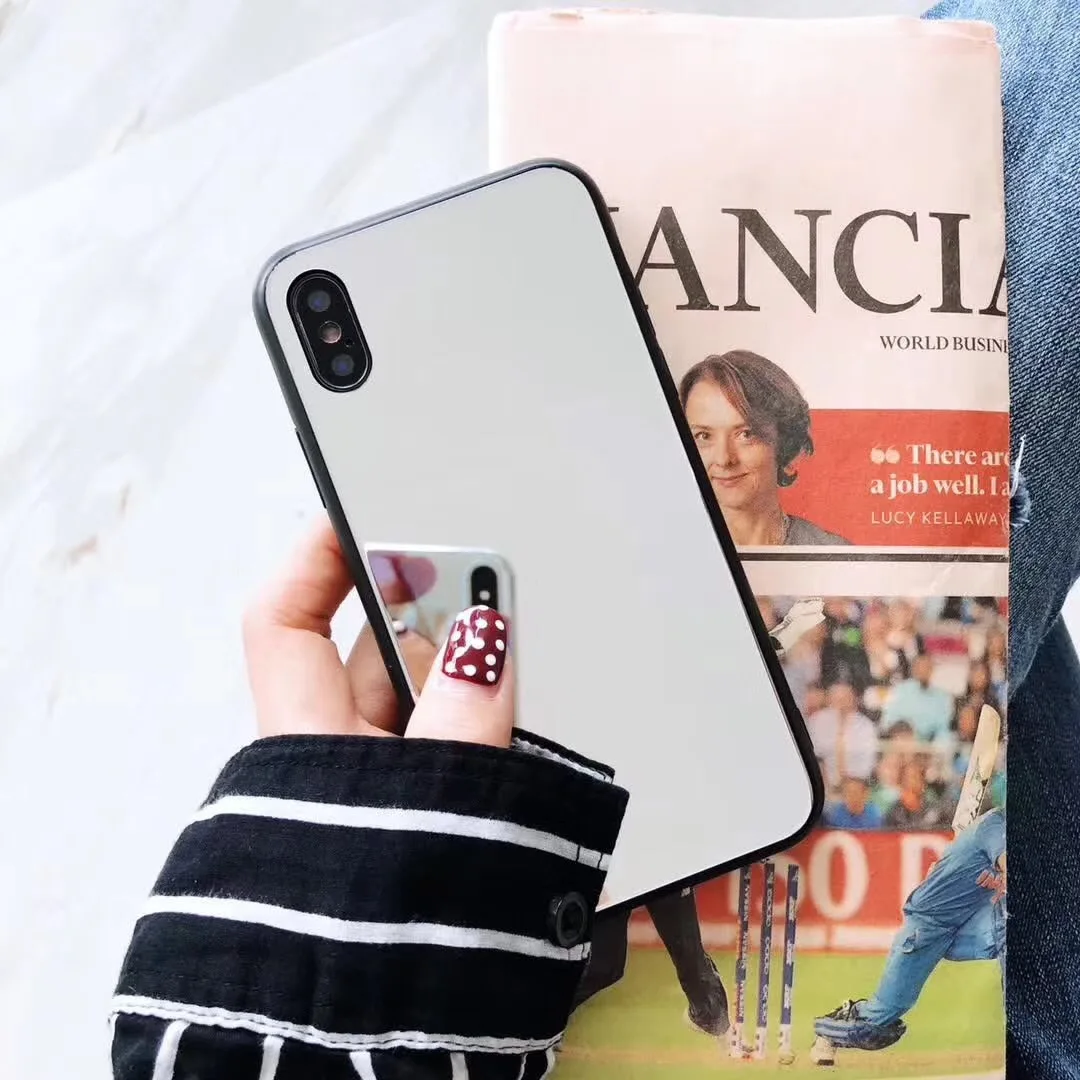 Luxury Tempered Clear Mirror Glass Phone Cases for iPhone 6s 7P 8P X XS XR Full Protection Explosion-proof toughened Cover | Мобильные