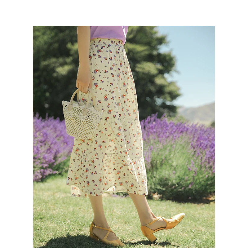 Летняя романтичная Женская юбка INMAN с эластичным поясом цветочным