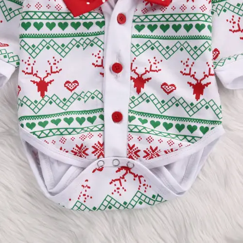 Emmababy SpringXmas Autumn Newborn Baby Girl Boy Reindeer Snowflake Coat Romper Christmas 2pcs Outfits Set | Детская одежда и