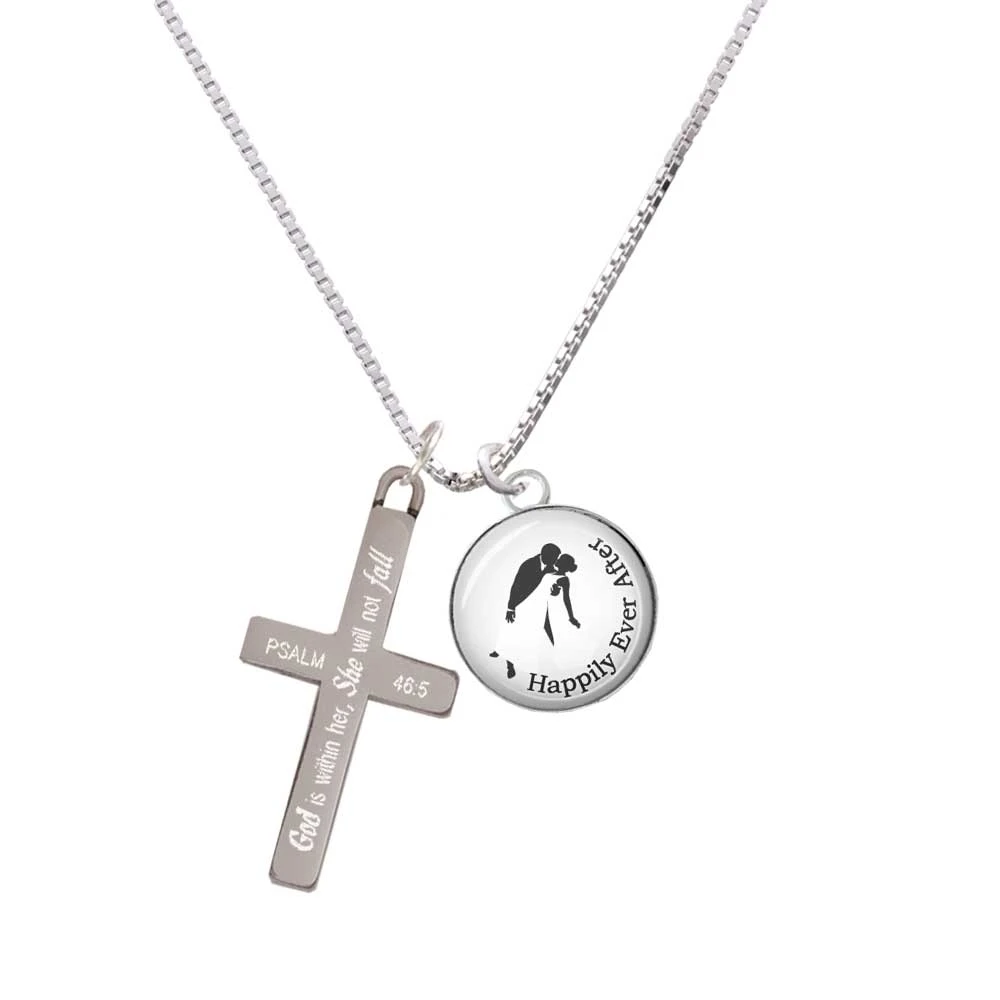 Domed Wedding Couple Happily Ever After - She will not Fall Cross Necklace | Украшения и аксессуары