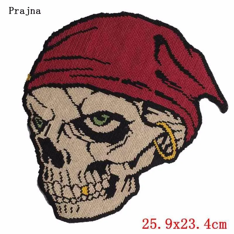 Prajna большая нашивка с черепом в стиле рок байкера красная Кепка стикер панк