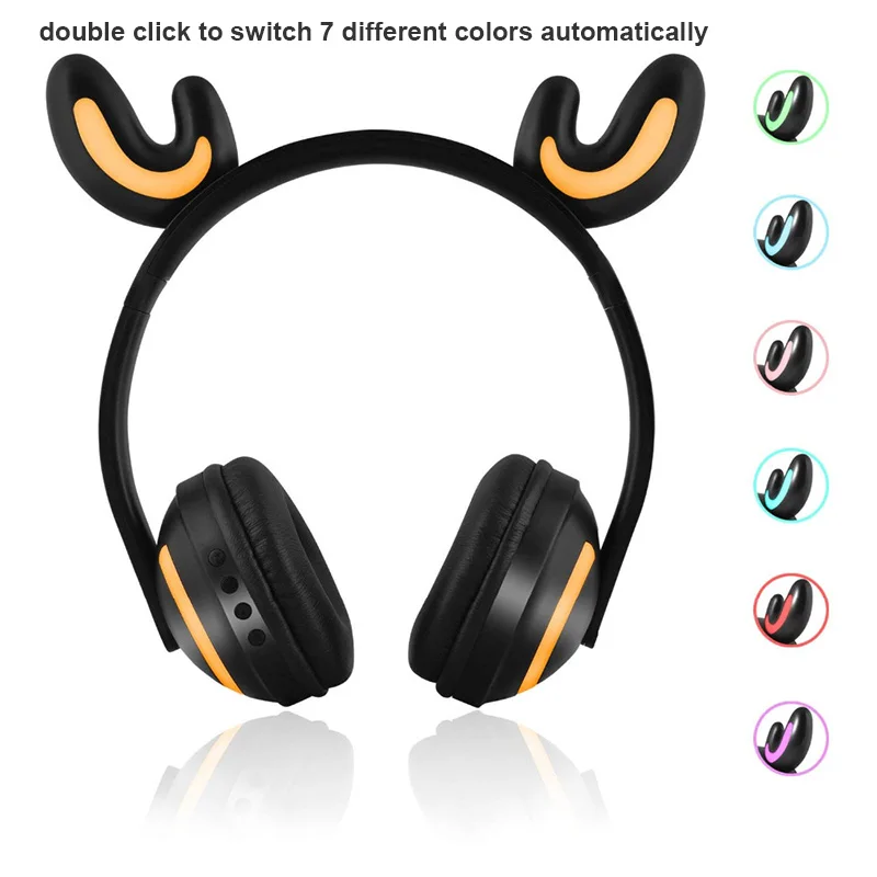 Наушники Bonway Deer/Devil/Cat/Rabbit светодиодные светящиеся беспроводные Bluetooth наушники