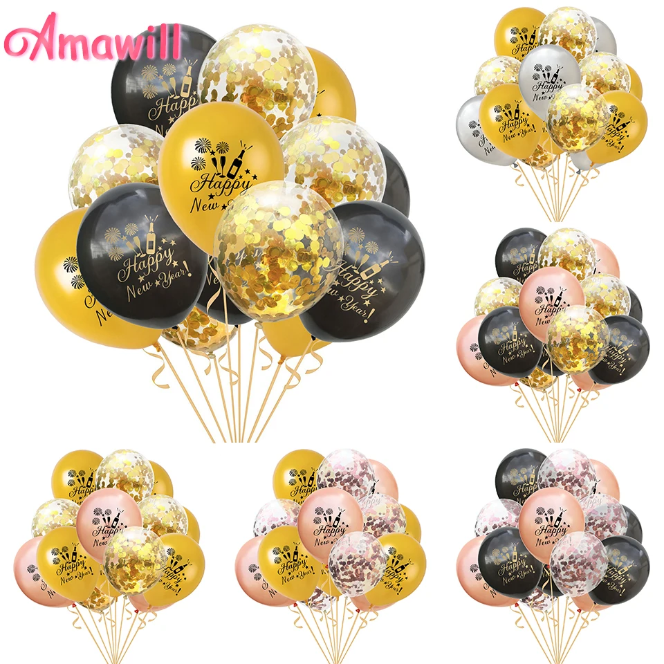Amawill 15 шт. 12 дюймов Happy новый год латексные шарики с принтом Merry Рождество латекс