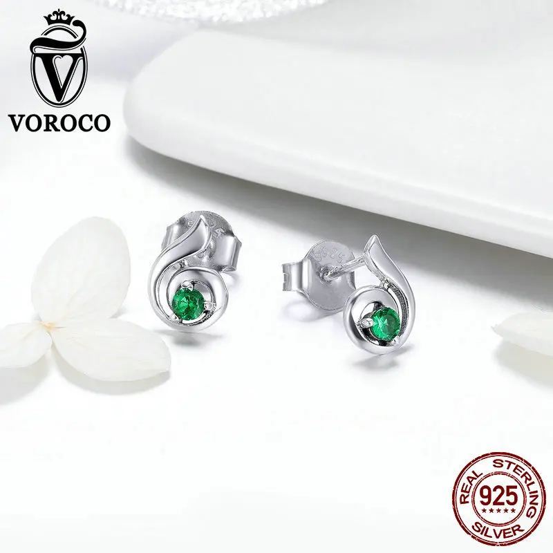 Серьги VOROCO из серебра 925 пробы с зеленой танцующей мелодией для женщин Свадебная