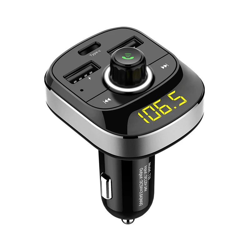 Bluetooth Handsfree Kit Type C Usb Автомобильное зарядное устройство fm передатчик радио Tf карта