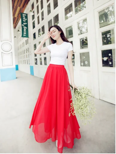 Сказочная Длинная Юбка-миди длинная плиссированная шифоновая Пышная юбка в