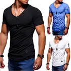 Облегающая футболка на молнии с рукавами, мужские футболки с необработанными краями, мужская одежда в стиле хип-хоп, топы, футболка, Мужская футболка с короткими рукавами