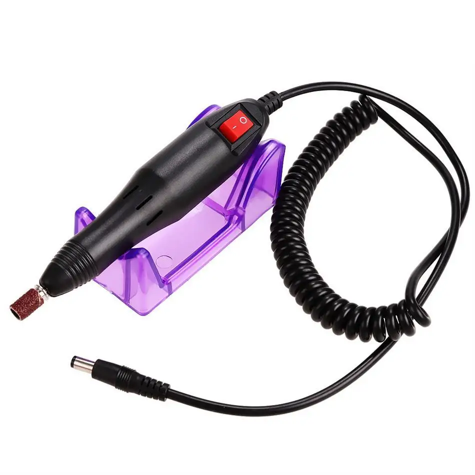 with Nail File Electric Drill Acrylic Kit New Professional Mini Manicure Pedicure Machine 0 17V Polish DC Bits | Красота и здоровье