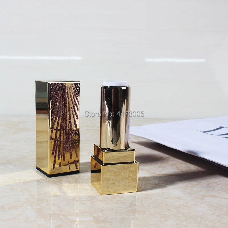 

10/30/50pcs 12.1mm Square Gold Empty Lipstick Tubes Container High Quality DIY Lip Balm Tube Cosmetic Bottle