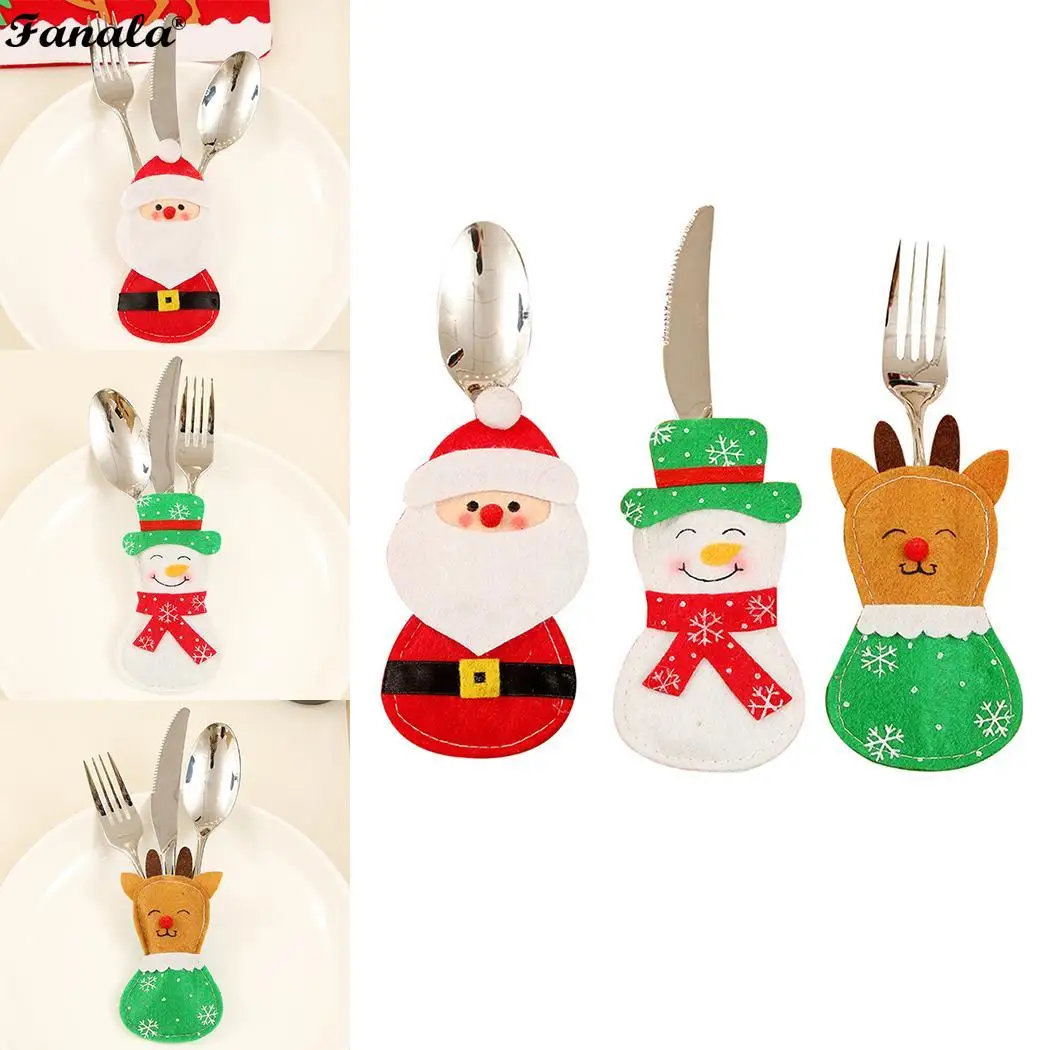 Милый нож вилка крышка сумка Рождество 1 шт Стиль украшения лося снеговик старый