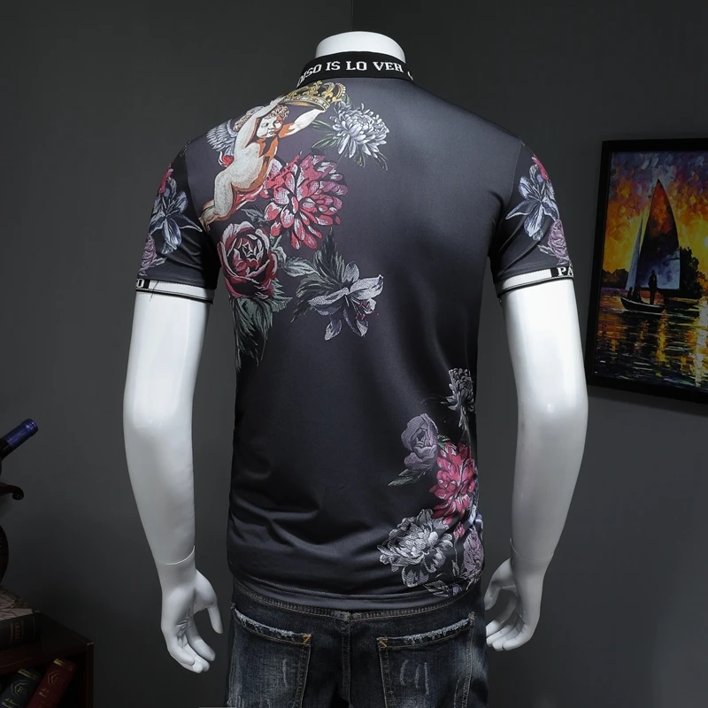 2019 летняя рубашка поло с коротким рукавом Облегающая отложным воротником