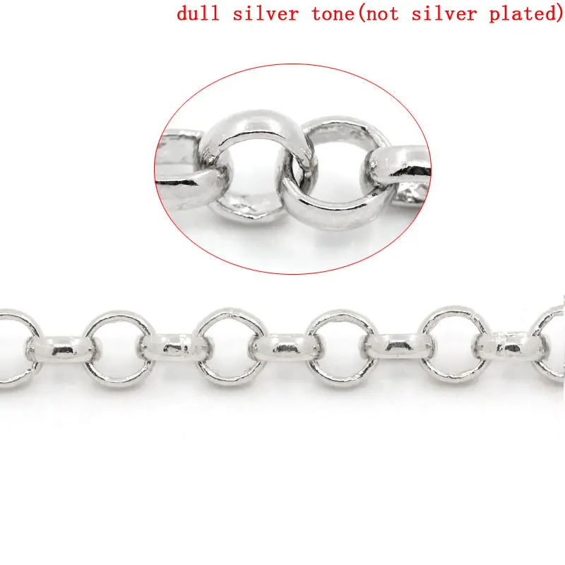 Цепь с припаянной цепочкой серебряного цвета диаметр 6 мм 2 м (B24705)|findings clasps|tone