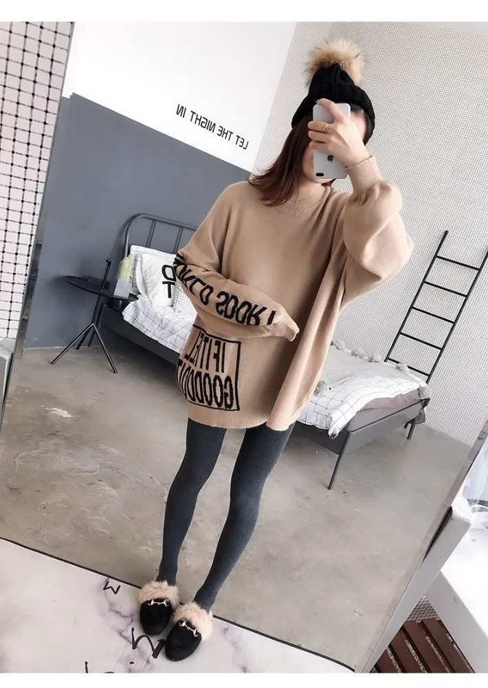 Свитер для беременных с буквенным принтом осенне-зимний Свободный Повседневный