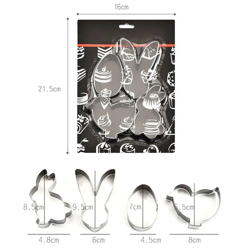 4 шт. формы для украшения тортов Пасхальный кролик форма печенья из нержавеющей