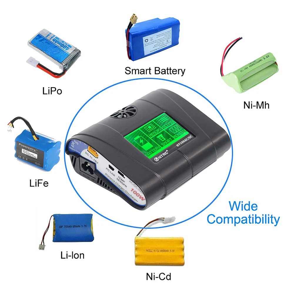 HTRC Eu Plug Lipo зарядное устройство 100 Вт 10A Ac/Dc Ht106 пресс экран Rc хобби баланс для Li Hv Lilon
