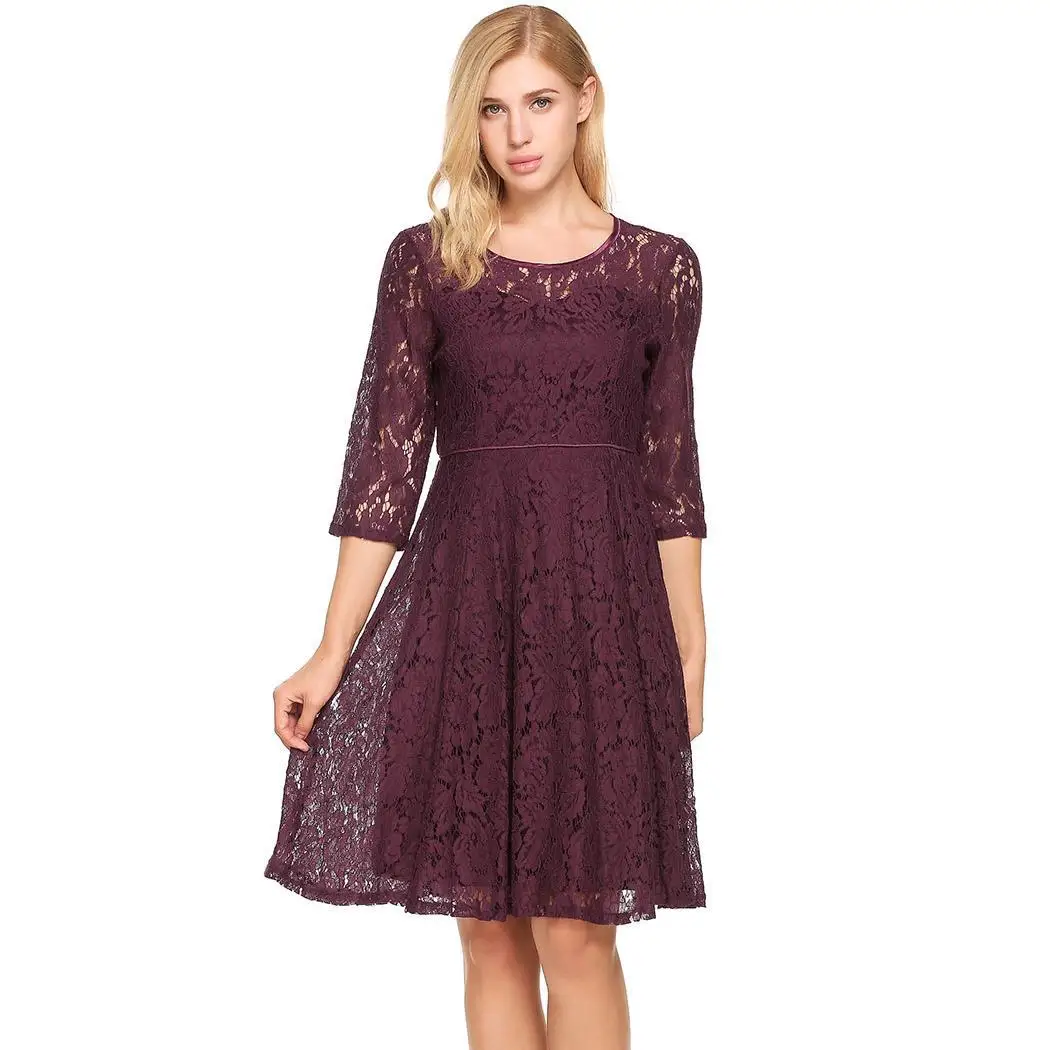 AL'OFA женское элегантное цветочное кружевные коктейльные платья с круглым