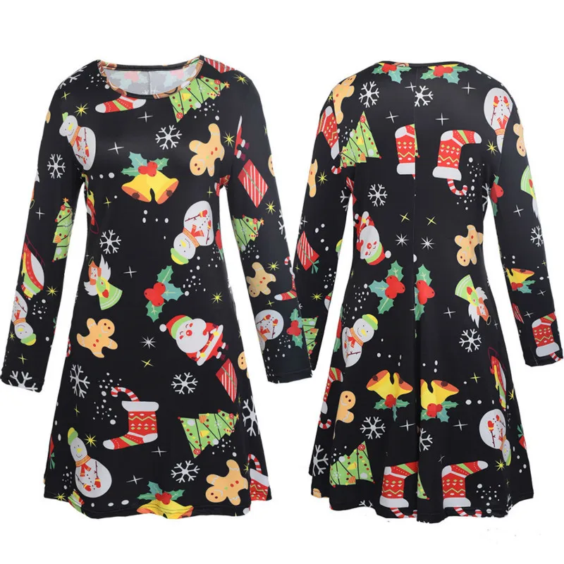 Рождественское платье с принтом для всей семьи коллекция 2018 года Одинаковая