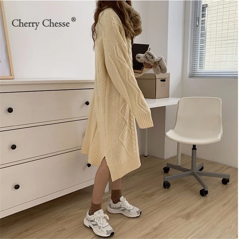 Cherry Chesse Винтаж Для женщин твист свитер с длинными рукавами и круглым вырезом