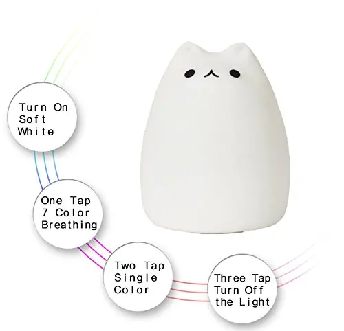Adeeing милый кот светодиодный детский ночник многоцветный Силиконовый мягкий