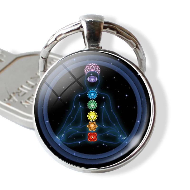 Брелок в виде чакры для йоги с символами фурнитура подвеска ручной работы брелок