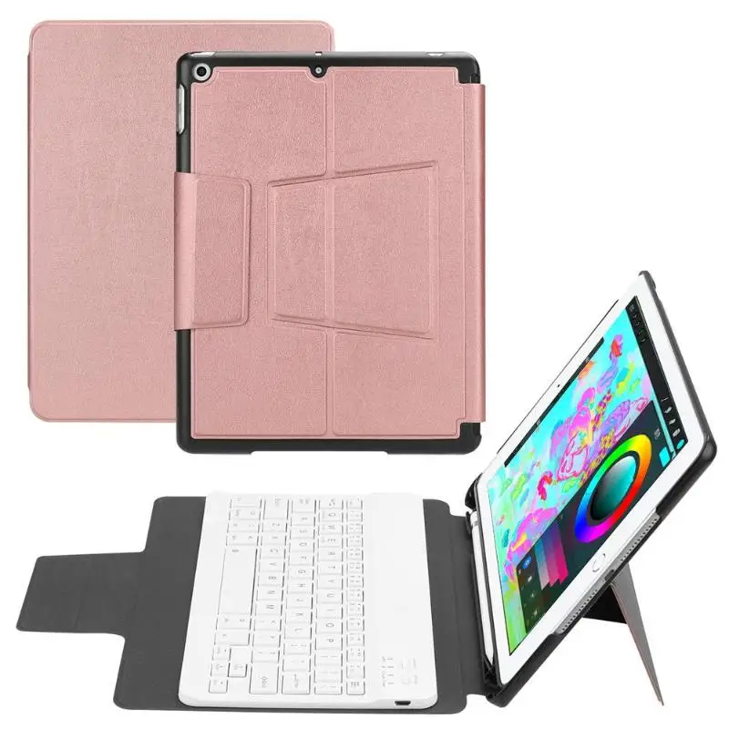 Разделение дизайн Bluetooth клавиатура кожаный чехол с клавиатурой подставка для