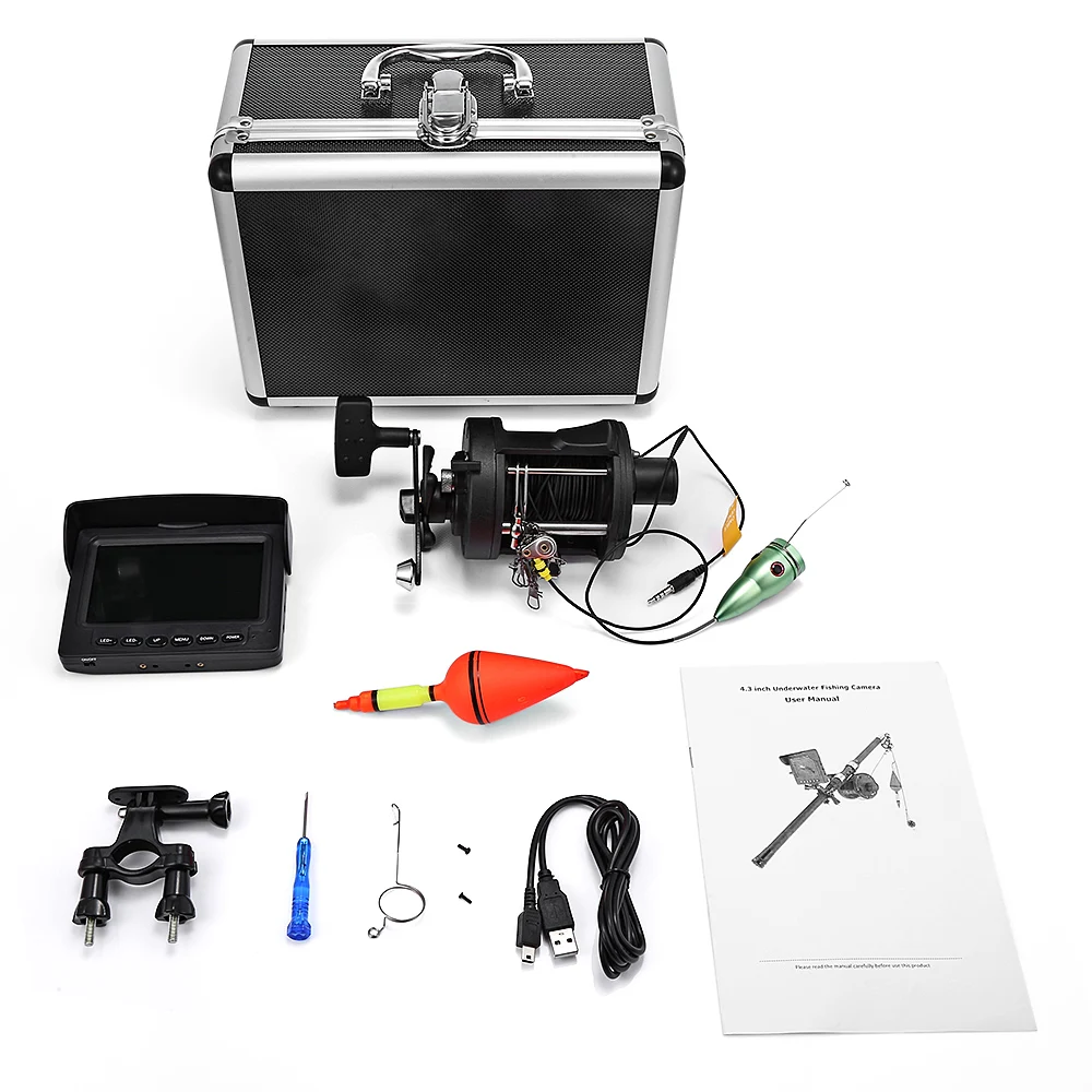 15M HD 1200TVL Fish Finder Underwater Fishing Camera LED Fishfinder Infrared Lamp 4.3 Inch TFT Color Monitor | Спорт и развлечения
