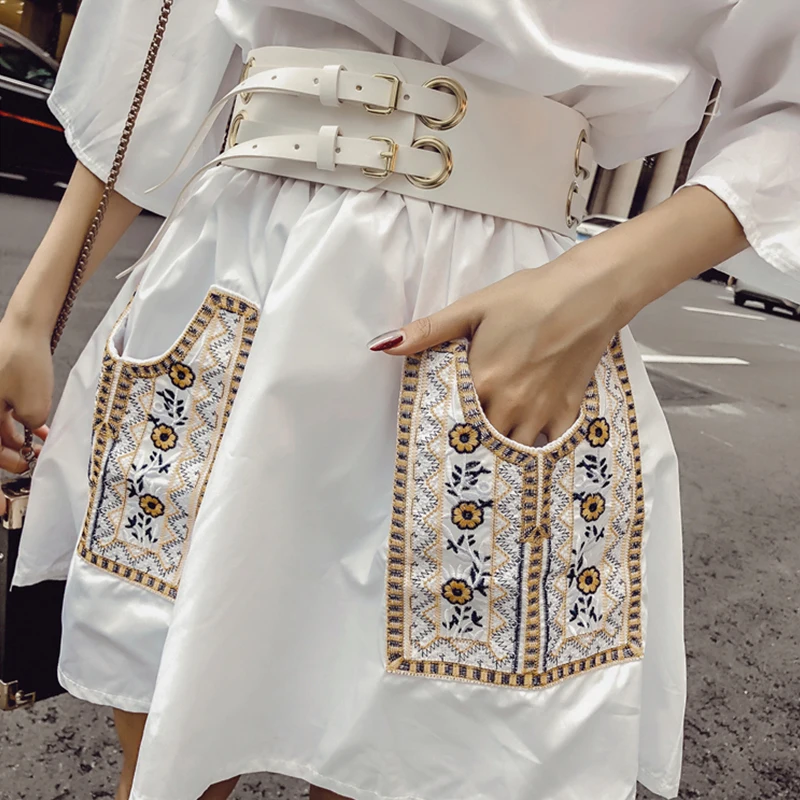 Женское платье с цветочной вышивкой белое повседневное элегантное свободное