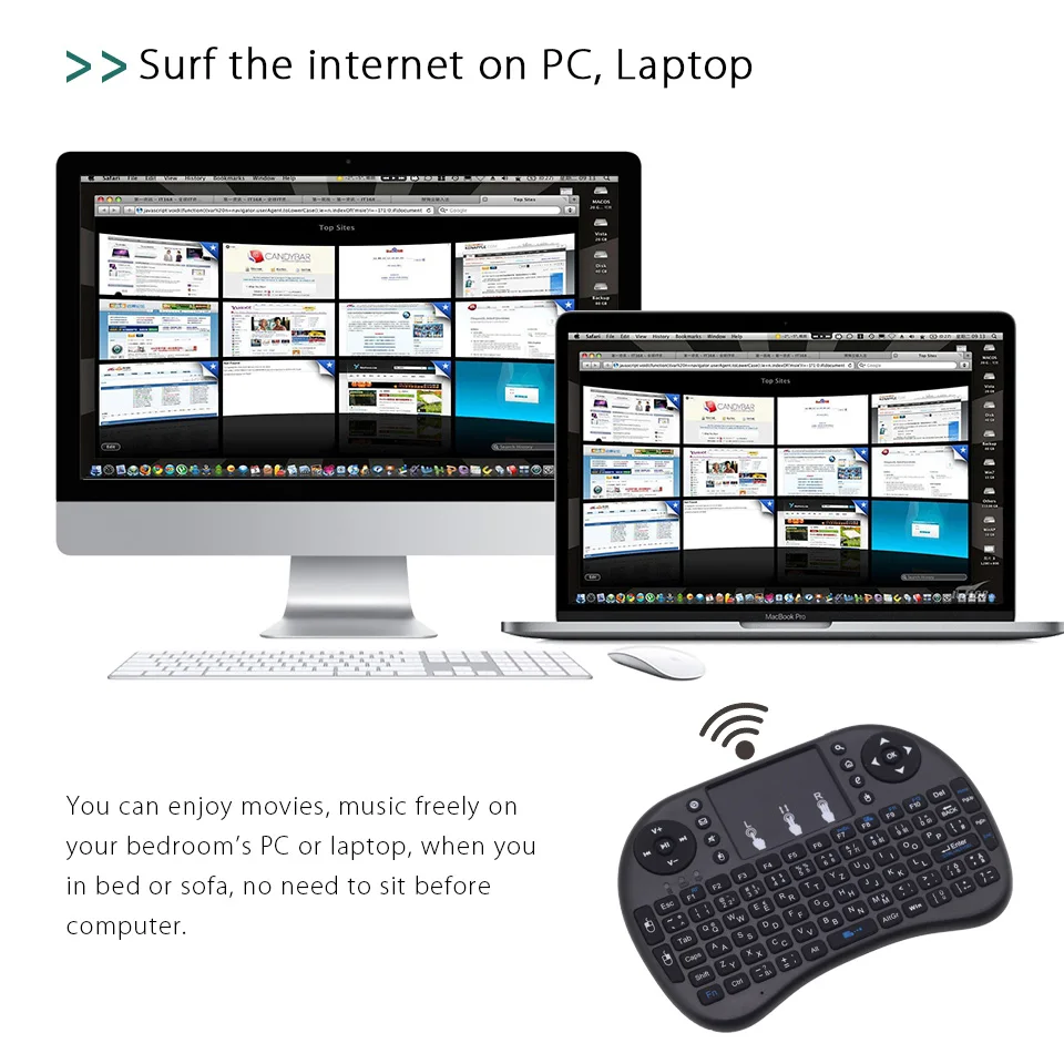 Беспроводная мини клавиатура i8 Air Mouse с тачпадом для ТВ приставки Android ПК
