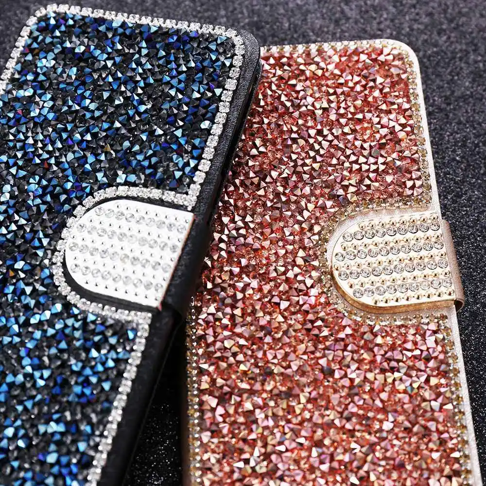 Кожаный чехол-книжка KISSCASE с бриллиантами для телефона чехол iPhone 5 5S SE 6 6S 7 8 Plus