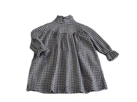 child korean foreign trade clothes 2021 spring fall girls casual plaid cotton linen princess dress baby kid loose one piece x308
