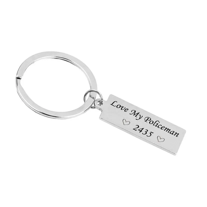 Police Wife Gift - Love My Policeman Officer Key Chain Badge Number Cuffs Hat Stamped Keyring Chains | Украшения и аксессуары