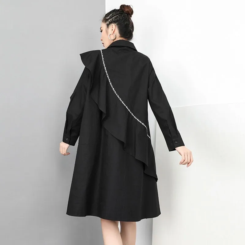 TWOTWINSTYLE Повседневная рубашка Платье нагрудные с длинным рукавом негабаритных