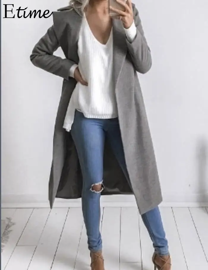 FANALA пальто длинный тонкий Abrigos Mujer Invierno коллекция 2018 года отложным воротником