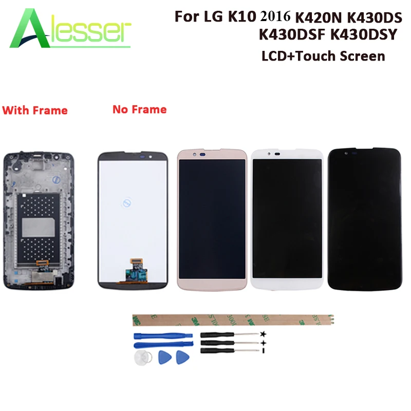 Alesserr For LG K10 2016 LCD K420N K430DS K430DSF K430DSY Display And Touch Screen With Frame +Tools Replacement | Мобильные