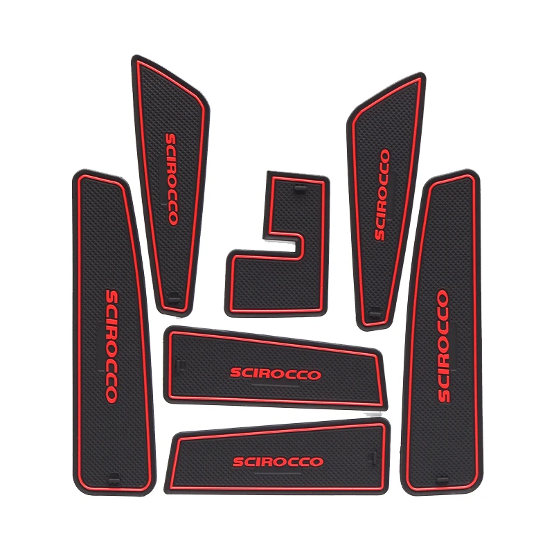 7x Car Inner Gate Slot Pad Non-slip Cup Mats Anti Slip Door Groove Mat Interior Accessories Styling For VW Scirocco 2009 - 2016 |