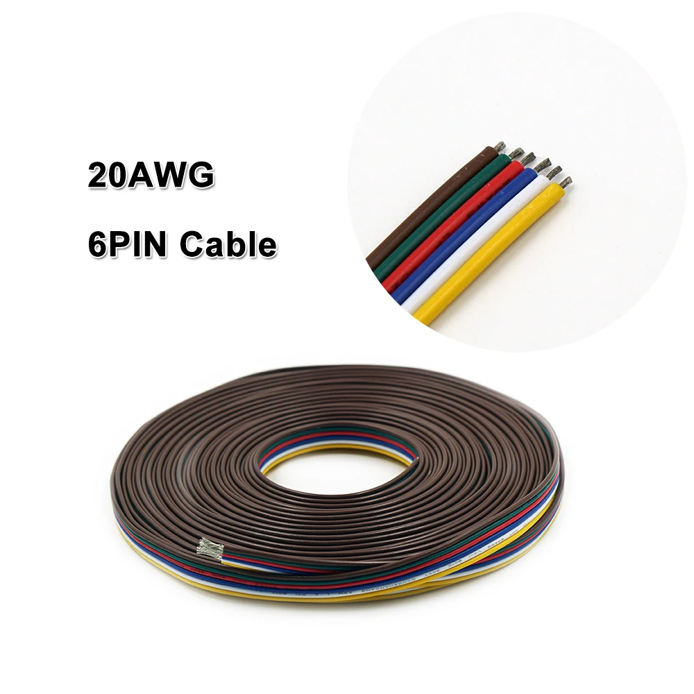 6PIN кабель 10 м 20AWG провод для 2835 3528 5050 RGB + CCT Светодиодная лента низкое напряжение