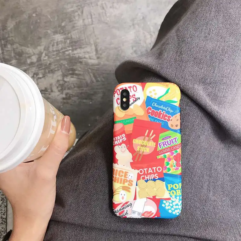 STROLLIFE Nostalgic Snacks Pattern Phone Case for iPhone XS Max XR Cute Cookies Cover IPhone 8 6s 7Plus Matte Soft Shell |