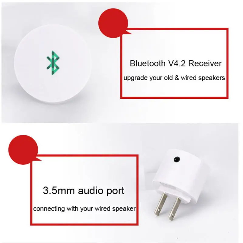 AABB-Bluetooth приемник V4.2 аудио адаптер Ac зарядное устройство 110В до 240В с Usb 3 5 мм Aux порт