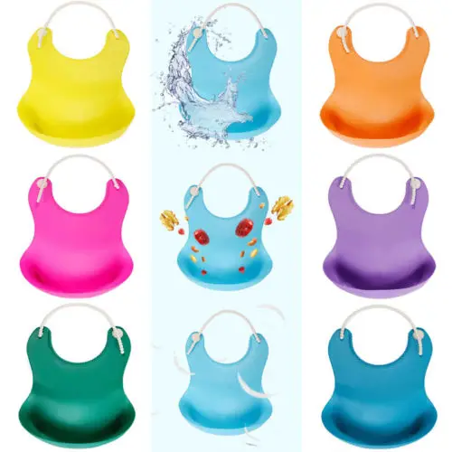 Baby Kid Cute Waterproof Silicone Bibs Pure Color Simple Lunch Fashionable Infants Boy Girl Portable Feeding Hot Sale | Детская одежда